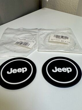 NIB Jeep Black & White Rubber Coasters- Set of 2